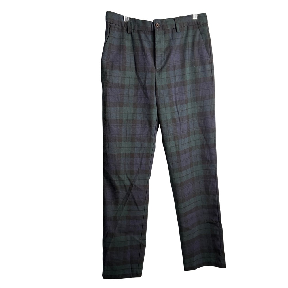 POLO Ralph Lauren Men Pants 28 in Green Black Watch Plaid Tartan Trousers Preppy